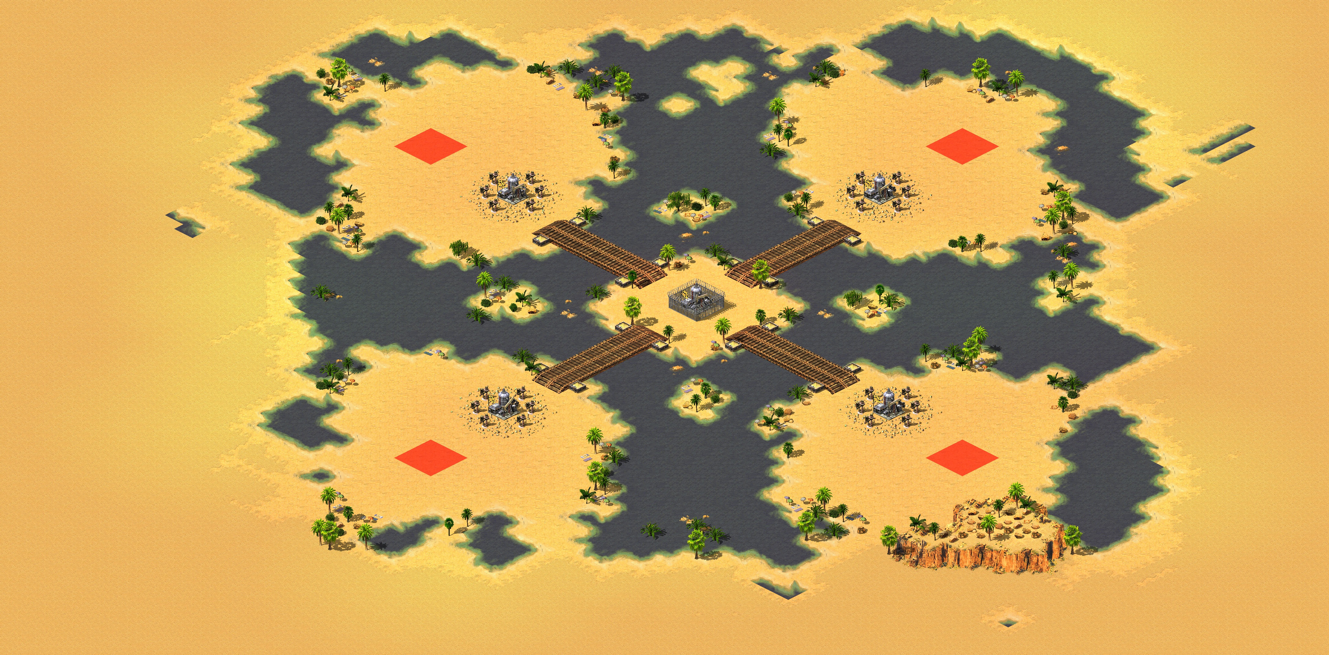 Rendered map: [4] Oil Island v1.03 - (Oil In Center)