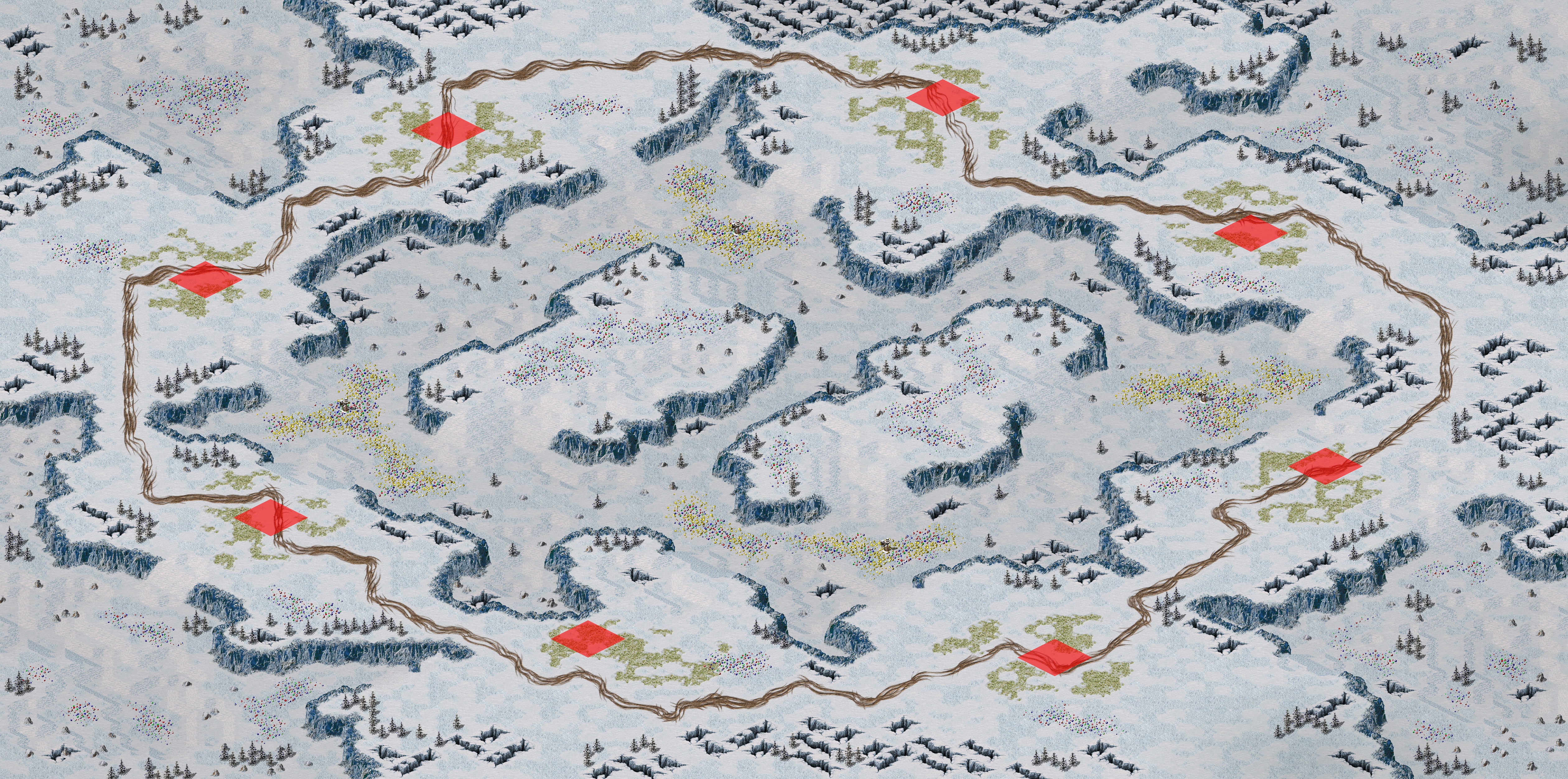 Rendered map: 2025红警混战王-高山花环