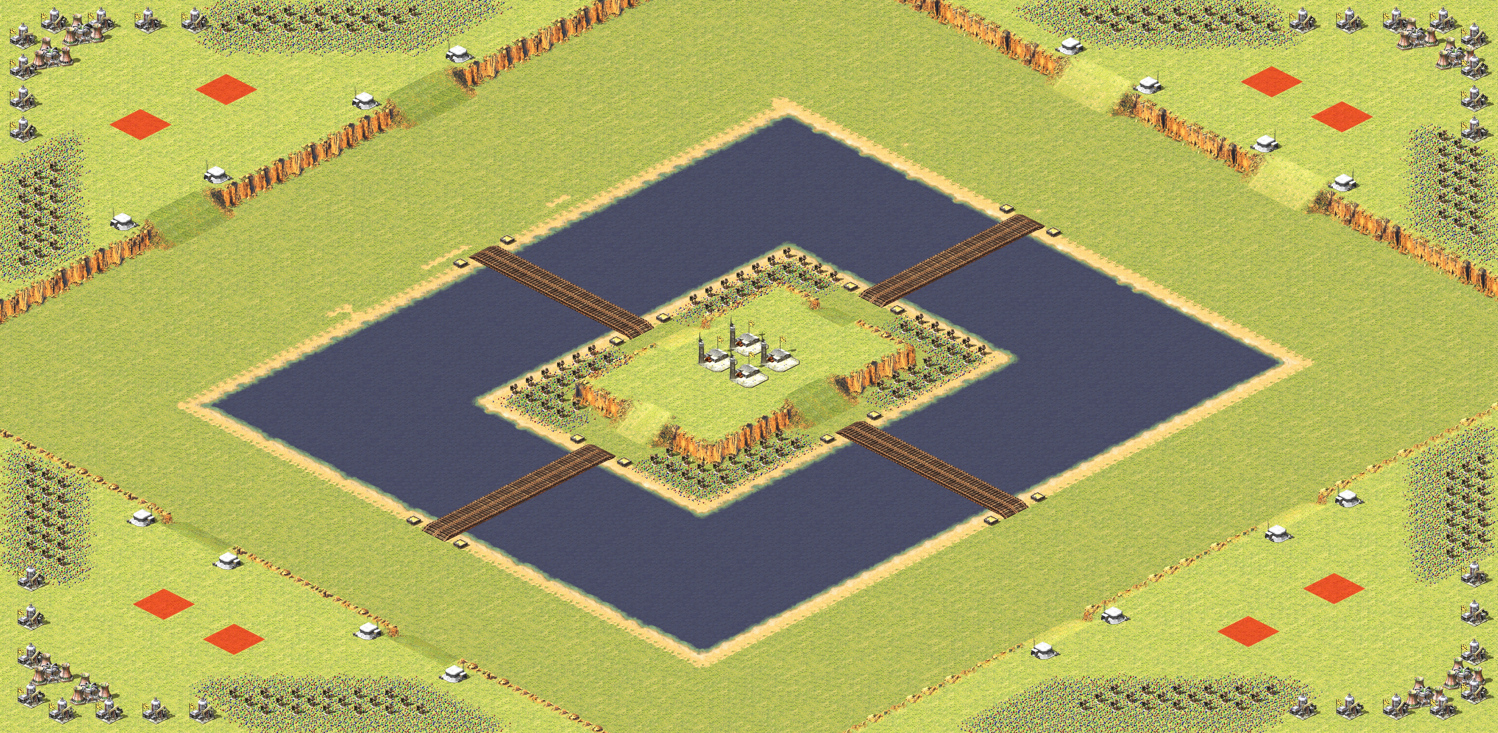 Rendered map: 四角夺岛2v2v2v2